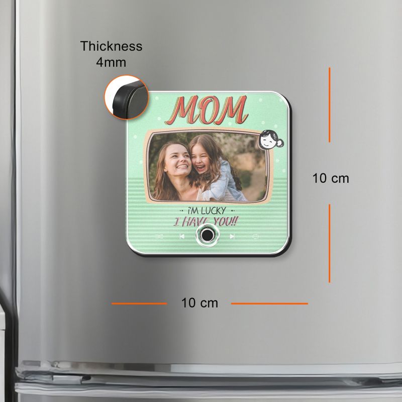 Personalized Mom Musical Fridge Magnet Custom Photo Song Rechargeable Audio Gift